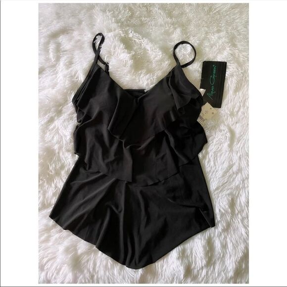 [aqua green] ruffle tankini - Picture 1 of 3